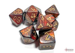 Scarab Blue Blood/gold Polyhedral 7-Dice Set